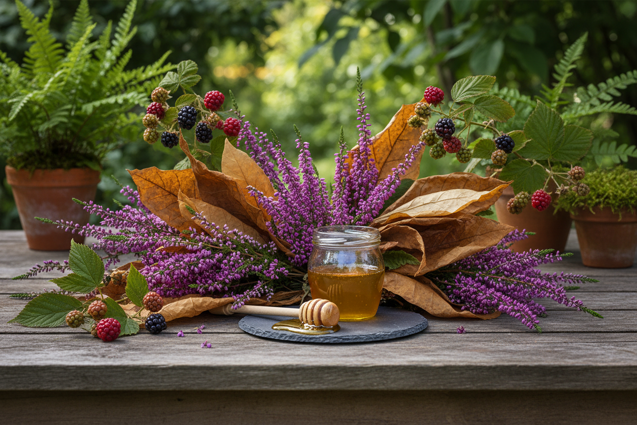 Heather, berries, tobacco and honey composition