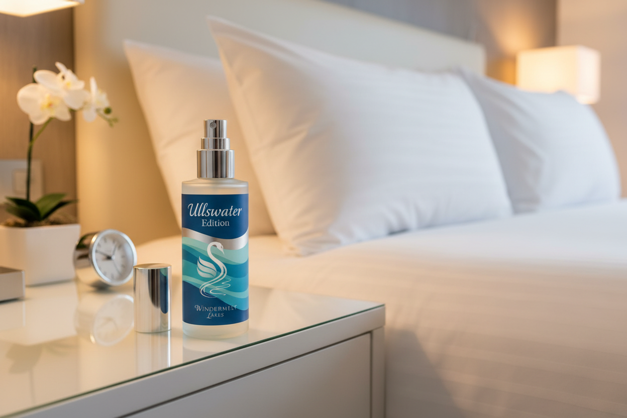 pillow mist ullswater edition with windermelt lakes logo in hotel
