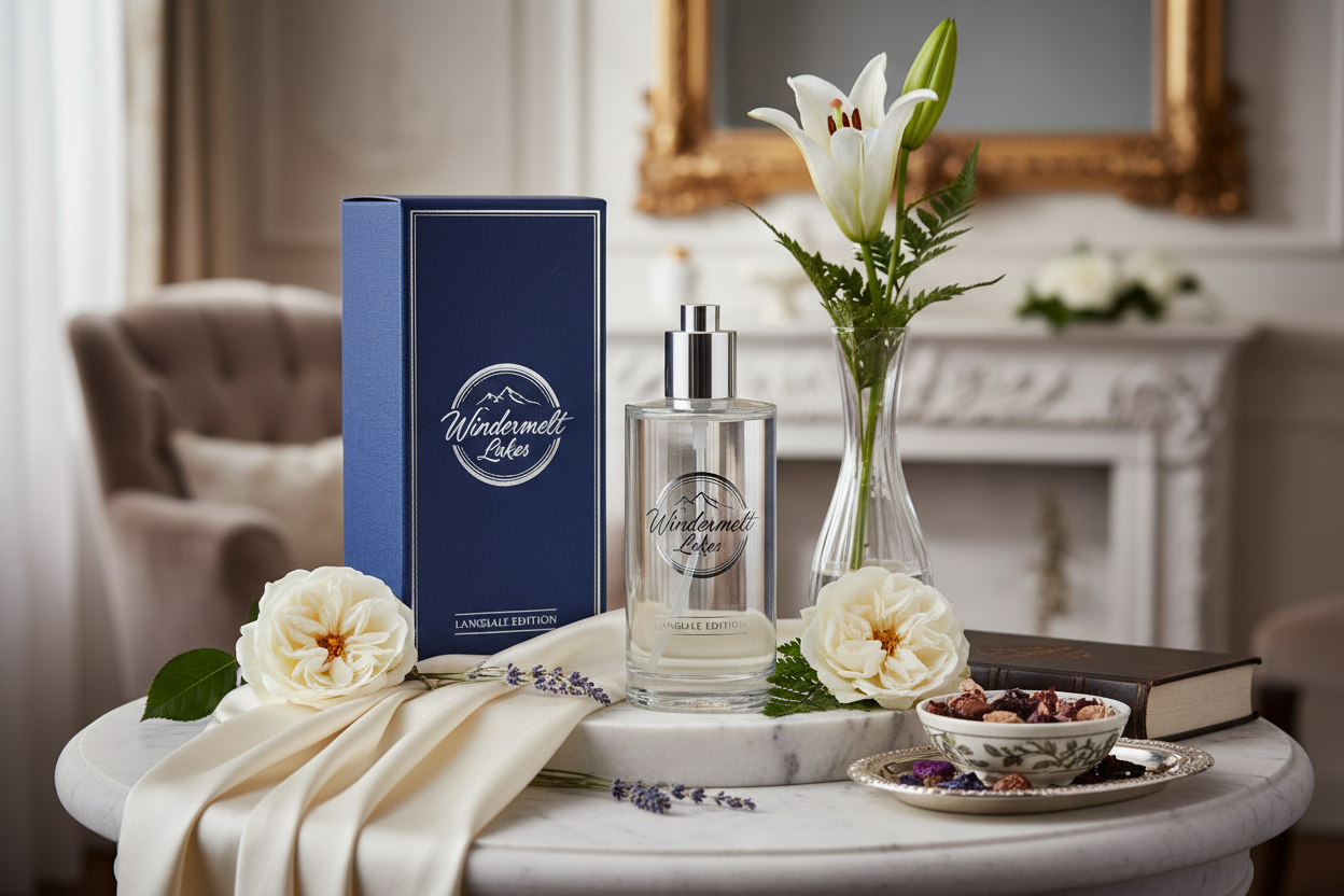 room spray in luxurious setup with a logo windermelt lakes langdale edition